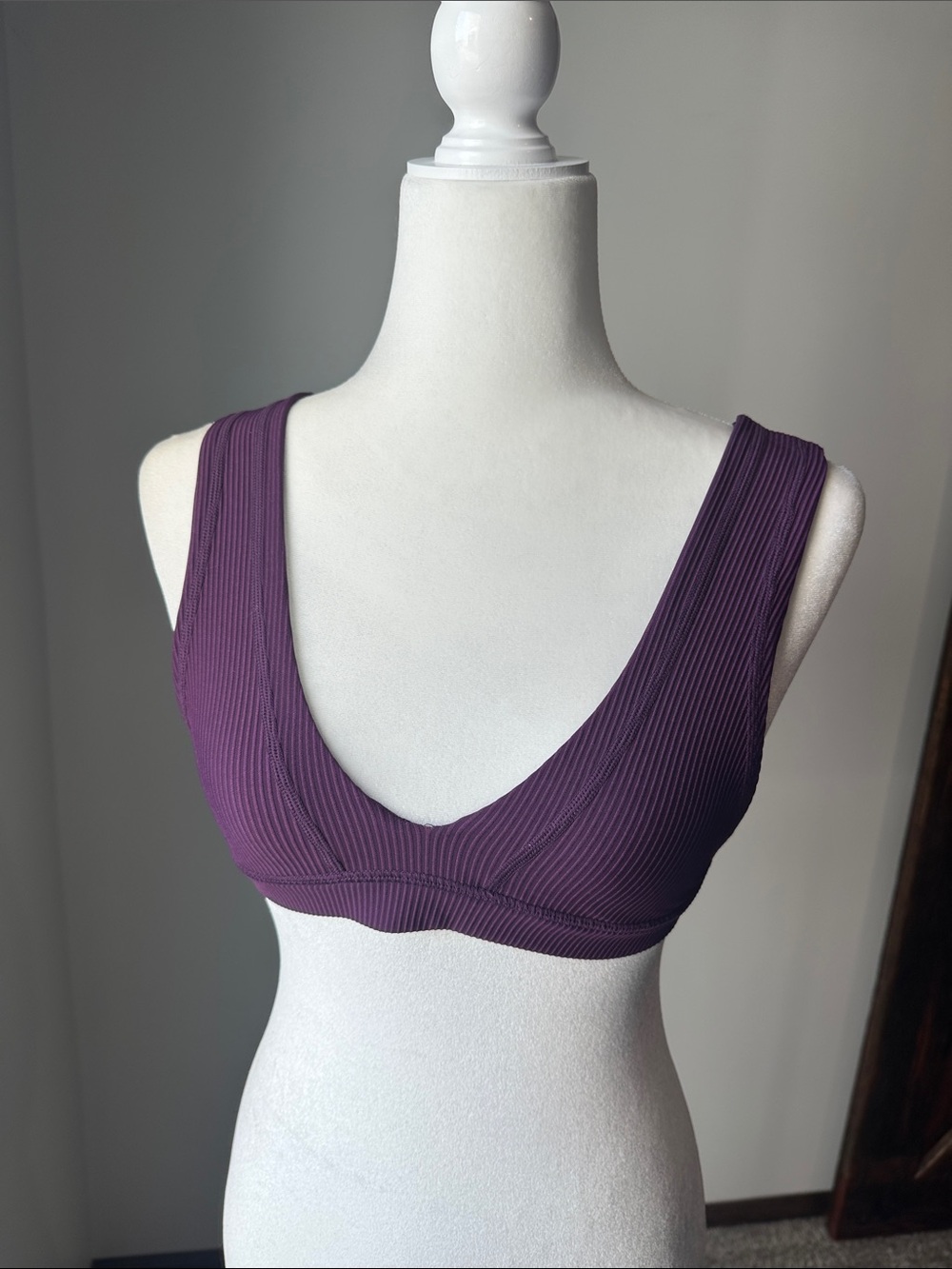 For Love And Lemons Ribbed Deep V Bralette in Purple